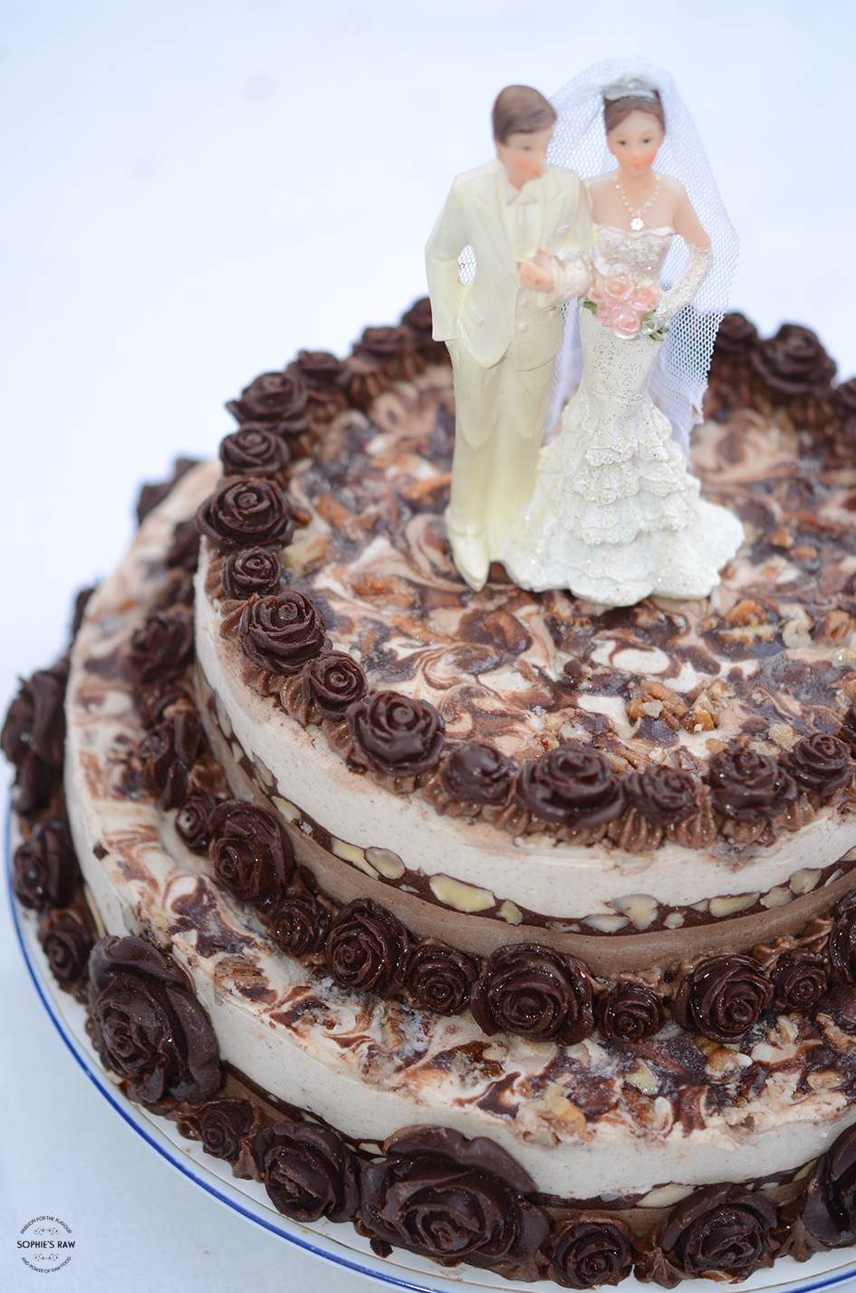 Vanilla, Chocolate and Pecan Wedding Cake